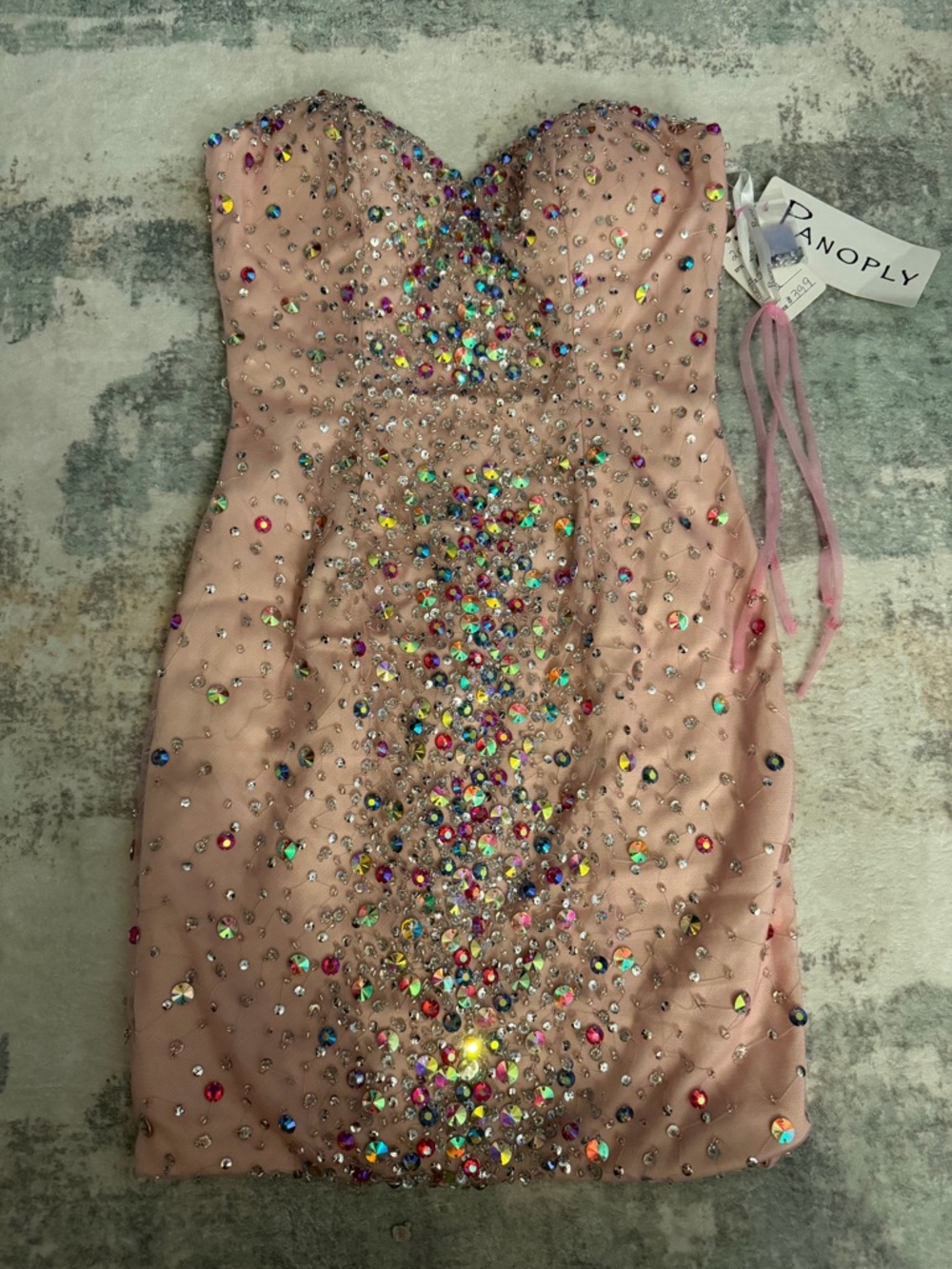 Panoply Blush Pink Strapless Crystal-Embellished Mini Dress NWT